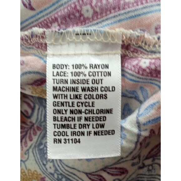 Red Camel Boho Tunic Top L Paisley Print Crochet Trim Long Sleeve Peasant Blouse - Picture 6 of 6